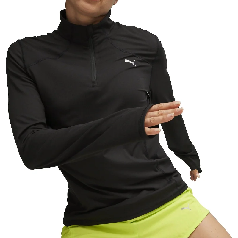 Puma Run Cloudspun Half Zip Long Sleeve Womens Running Top - Black