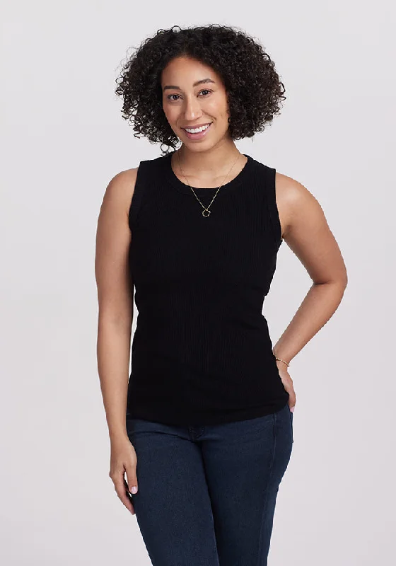 Raegan Ribbed Tank Top - Black