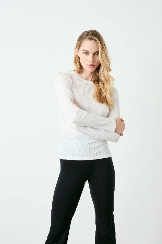 Rivington Ribbed Long Sleeve Top - White