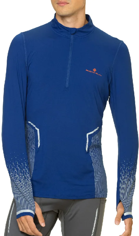 Ronhill Tech Reflect Half Zip Long Sleeve Mens Running Top - Blue