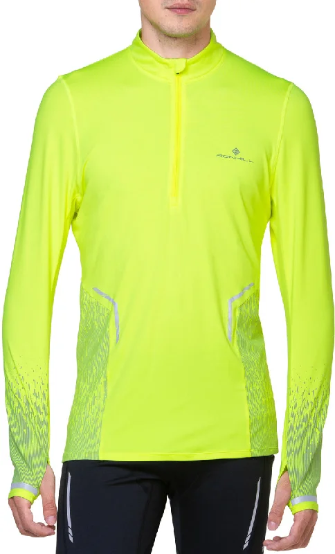 Ronhill Tech Reflect Half Zip Long Sleeve Mens Running Top - Yellow