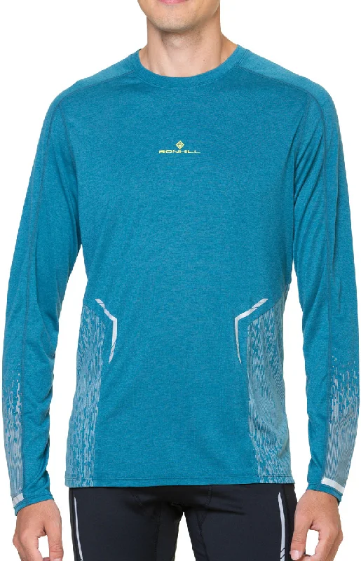 Ronhill Tech Reflect Long Sleeve Mens Running Top - Blue