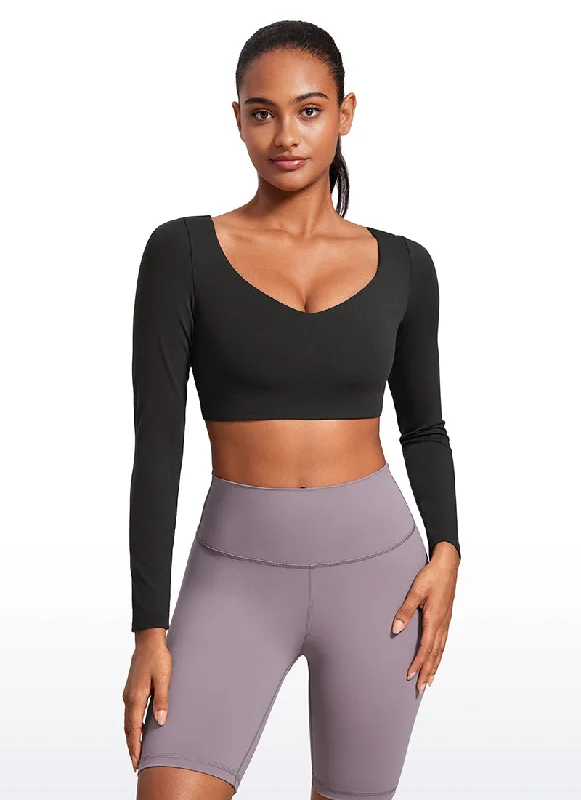 Butterluxe Double Lined Cropped Long Sleeves V Neck