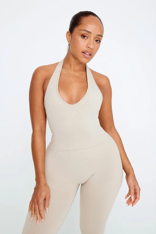 SCULPT SEAMLESS HALTER TANK - CHAI MARL