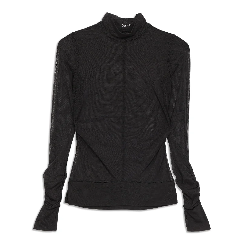 Sheer Thrill Mock Neck Long Sleeve Shirt - Resale