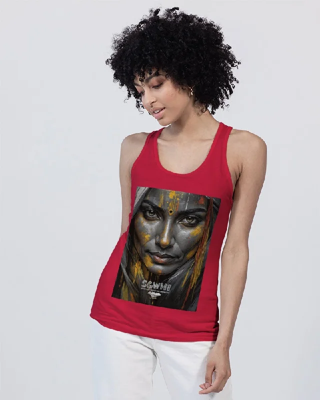 South Asian silver grey white hair sisters portrait [3] Unisex Jersey Tank | Bella + Canvas