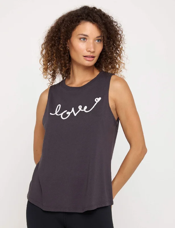 Love Script Jade Muscle Tank - Vintage Black