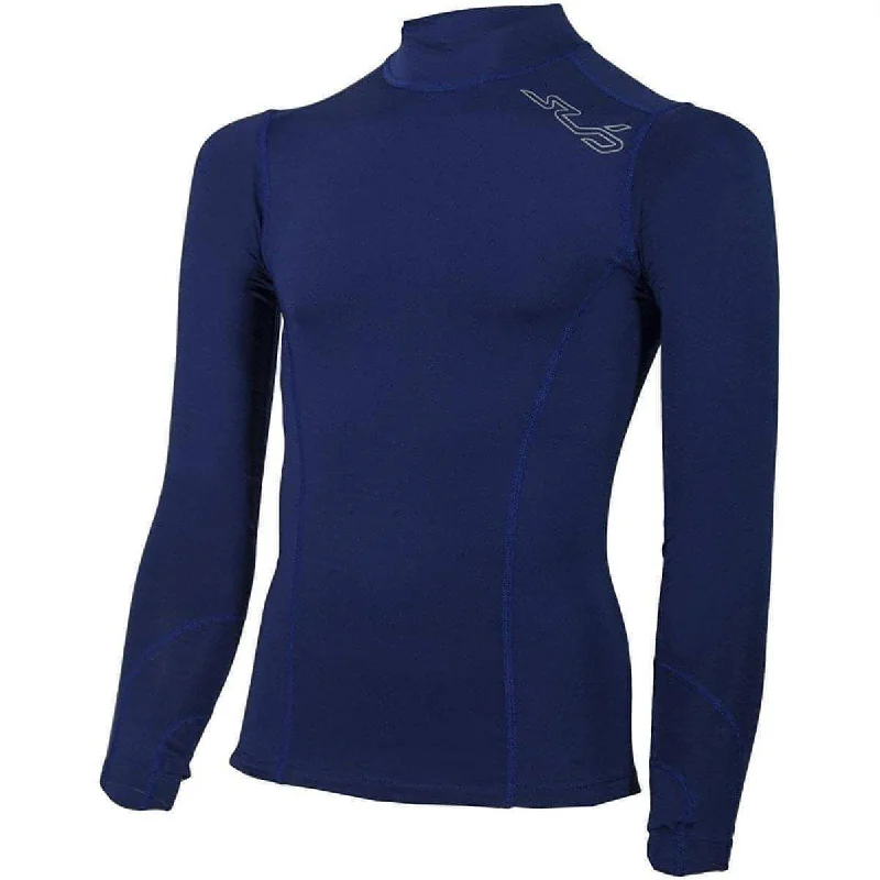 Sub Sports Cold Fitted Thermal Long Sleeve Mock Junior Running Top - Navy