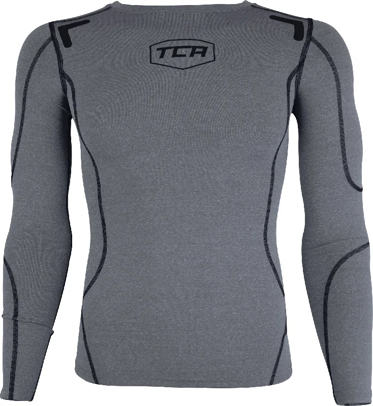 TCA Elite Plus Long Sleeve Junior Compression Top - Grey