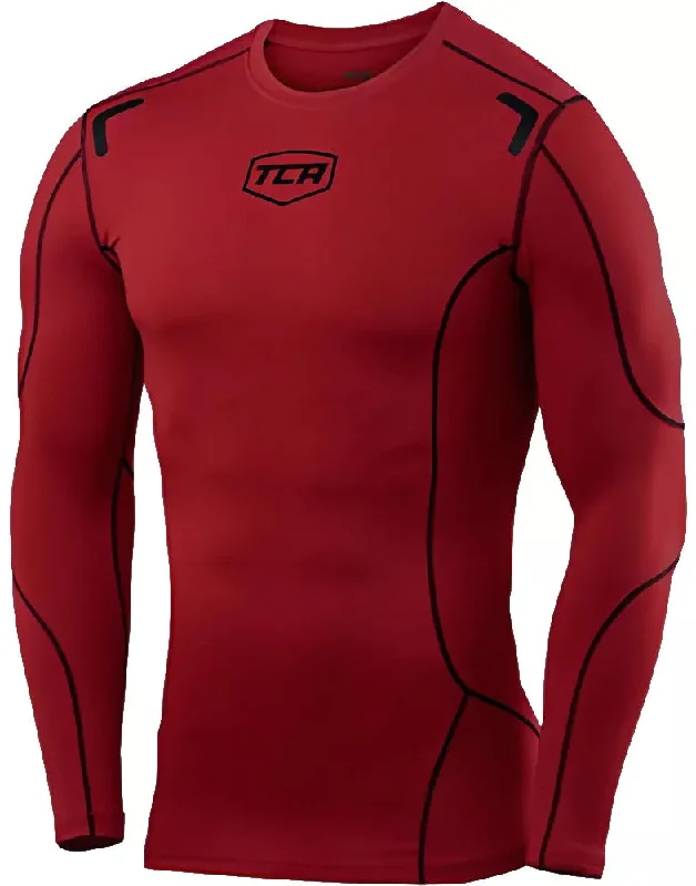 TCA Elite Plus Long Sleeve Junior Compression Top - Red