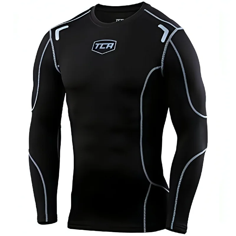 TCA Elite Plus Long Sleeve Mens Compression Top - Black