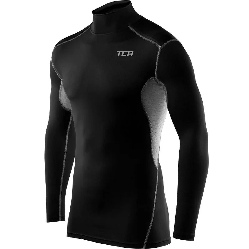 TCA HyperFusion Mock Neck Long Sleeve Junior Compression Top - Black