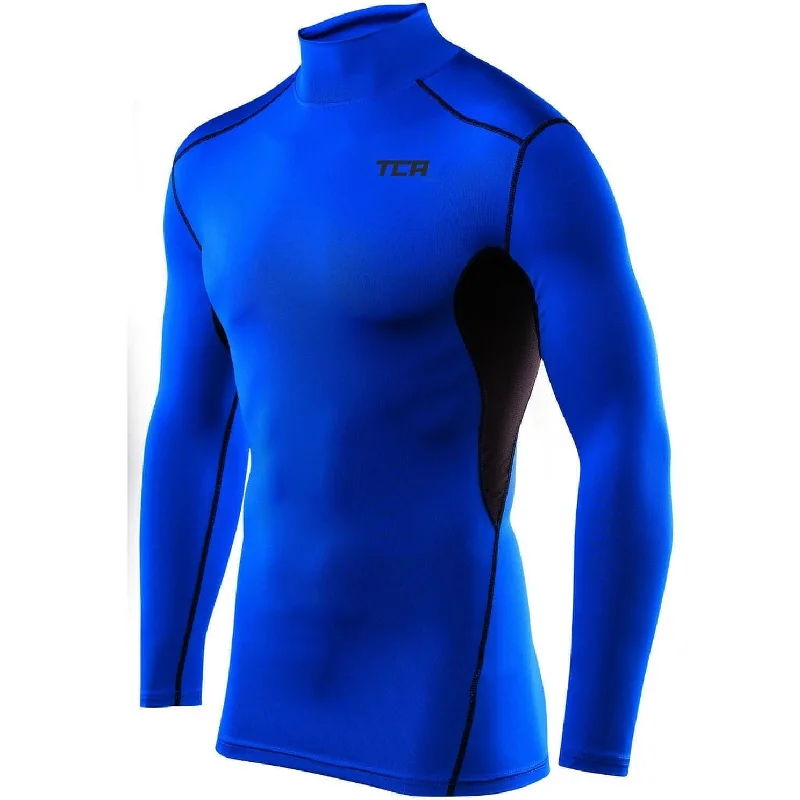 TCA HyperFusion Mock Neck Long Sleeve Junior Compression Top - Blue