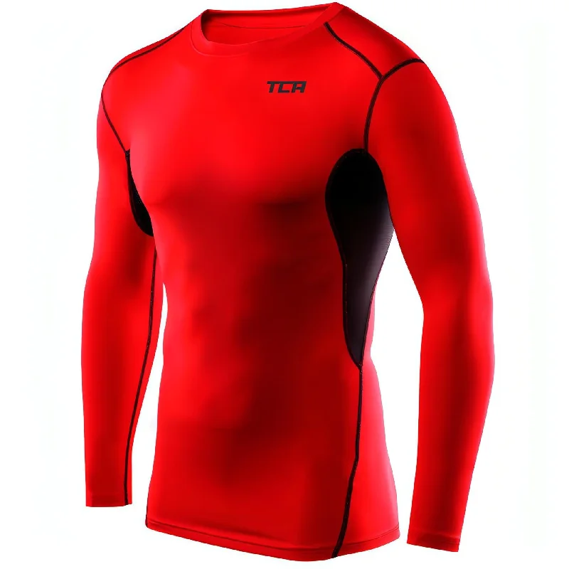 TCA HyperFusion Thermal Mens Long Sleeve Compression Top - Red