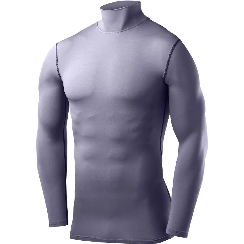 TCA PowerLayer Long Sleeve Mock Mens Compression Top - Grey