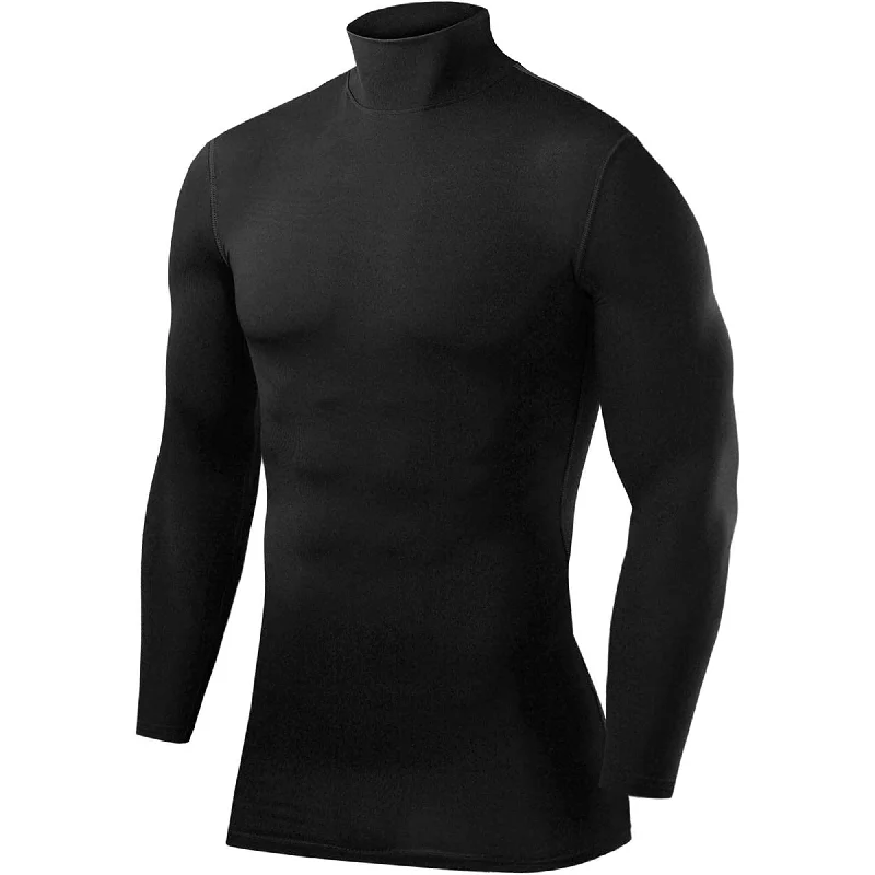 TCA PowerLayer Long Sleeve Mock Junior Compression Top - Black