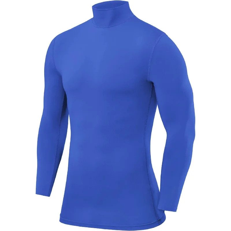 TCA PowerLayer Long Sleeve Mock Mens Compression Top - Blue