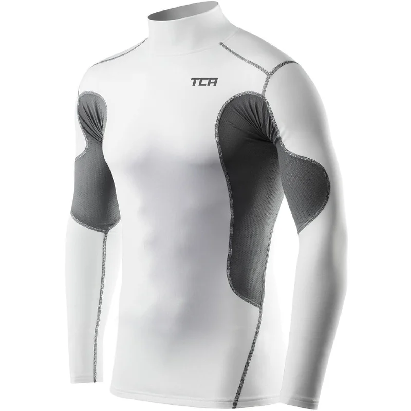 TCA SuperThermal Long Sleeve Mock Junior Compression Top - White