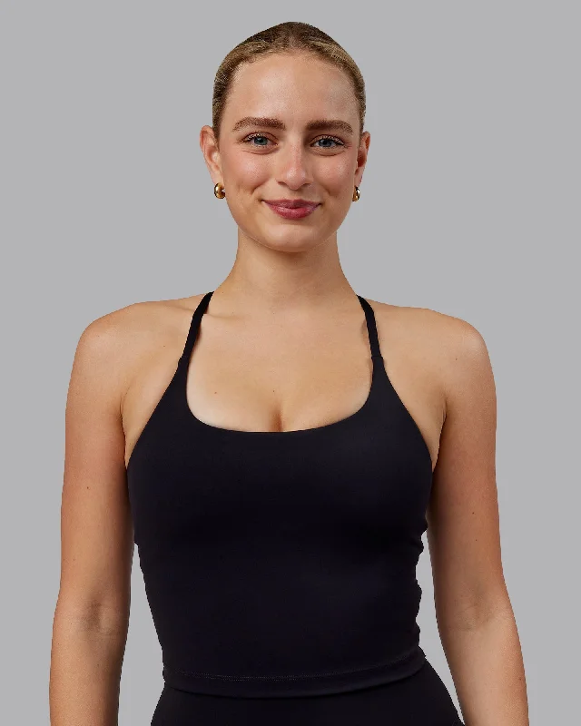 Twist Shelf Bra Tank - Black