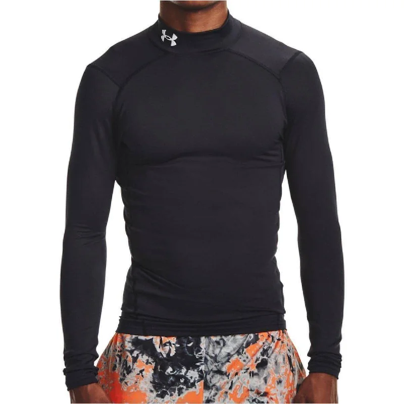 Under Armour ColdGear Compression Mock Long Sleeve Mens Running Top - Black