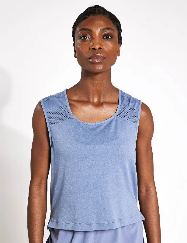 Nova Seamless Crop Tank - Stone Blue