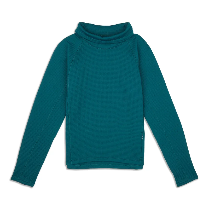 Waffle-Knit Funnel-Neck Long Sleeve - Resale