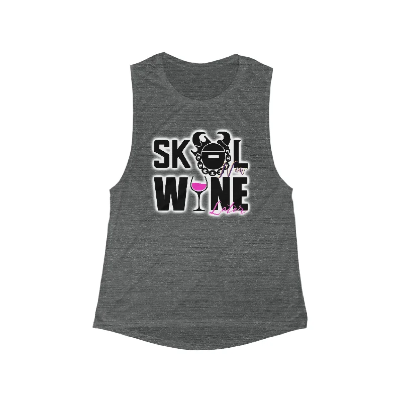 Women's Flowy Scoop Muscle Tank - WINE later