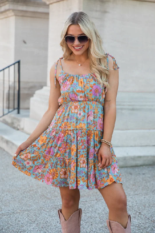 As Free As The Ocean Multi Print Babydoll Dress