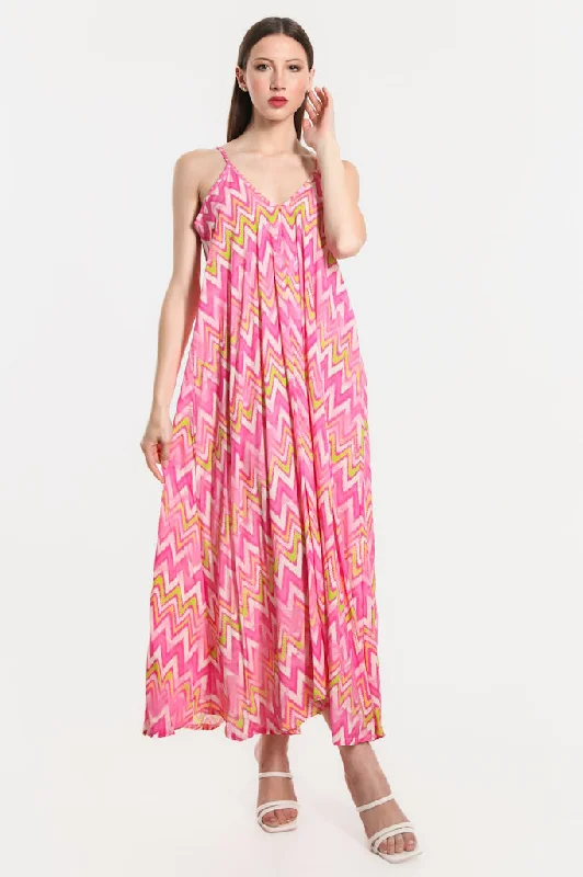 River Zigzag Viscose Slip Dress (DT111Z) - FINAL SALE