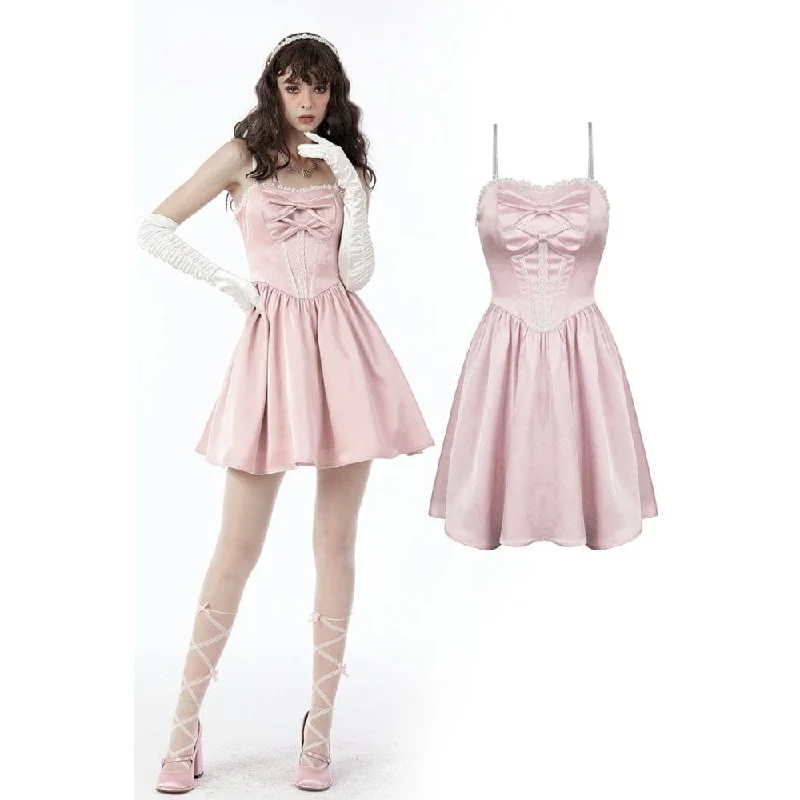 Women's Lolita Pink Bowknot Slip Dress