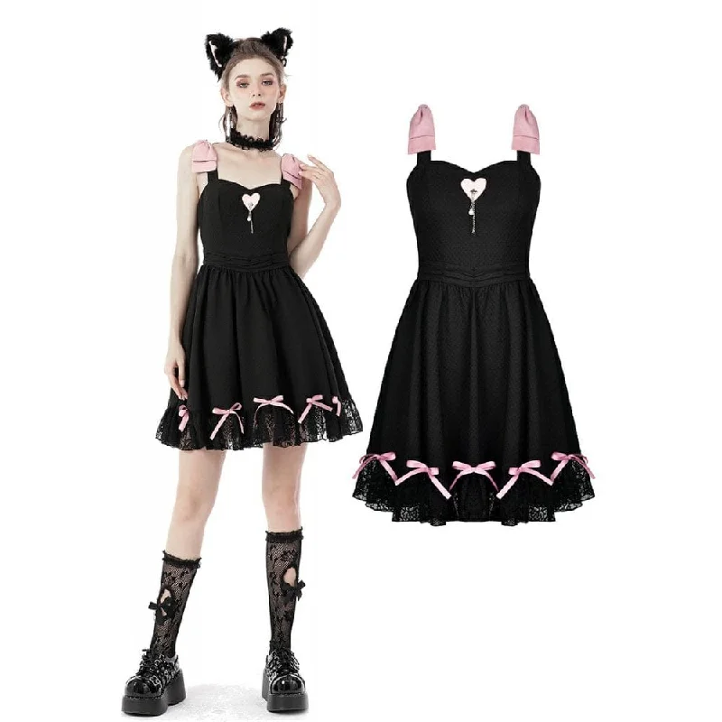 Women's Lolita Pink Bowknots Lace Slip Dress