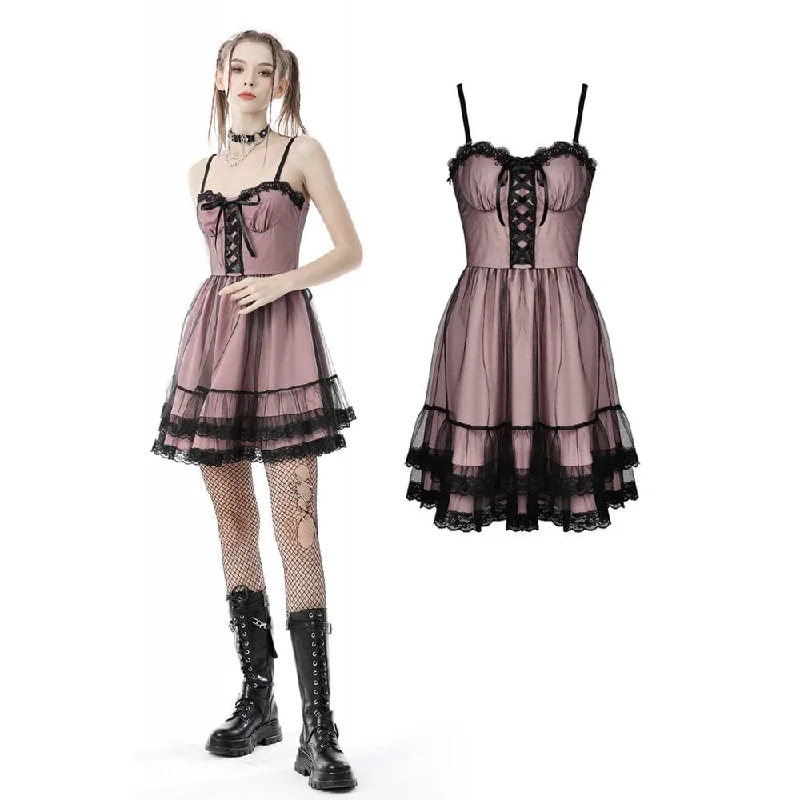 Women's Lolita Pink Multilayer Slip Dress