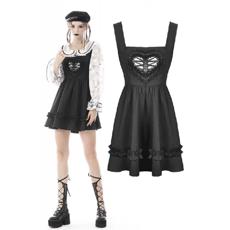 Women's Punk Heart Cutout Ruffled Slip Dress