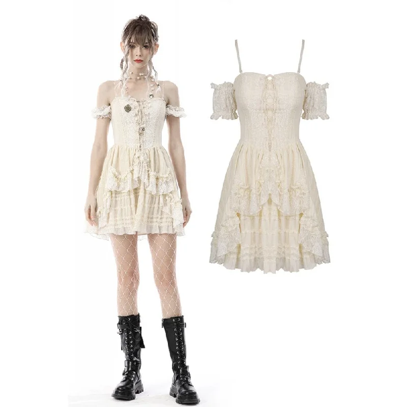 Women's Steampunk Multilayer Ruffles Slip Dress