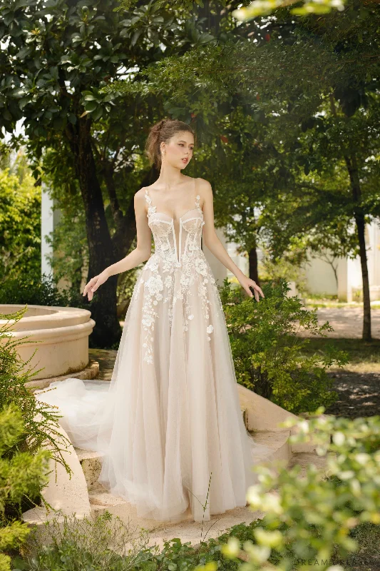 Ball Grown Wedding Dress with Floral Lace (#ANGELITA)