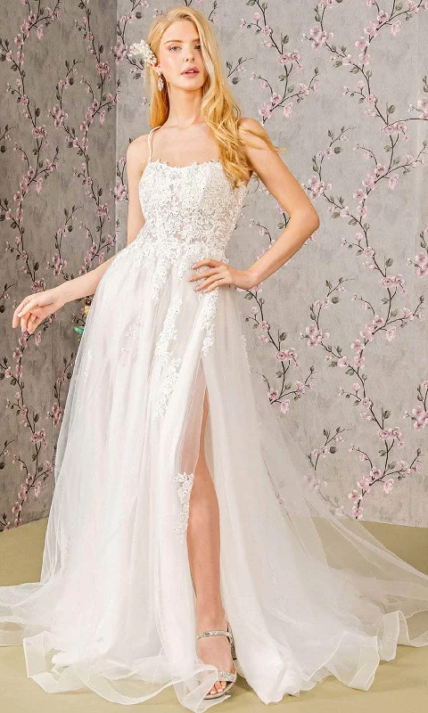 GLS by Gloria Bridal GL3417 - Embroidered Straight Across Wedding Gown