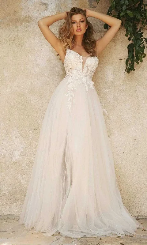 Ladivine CB072W - Layered Tulle A-Line Bridal Gown