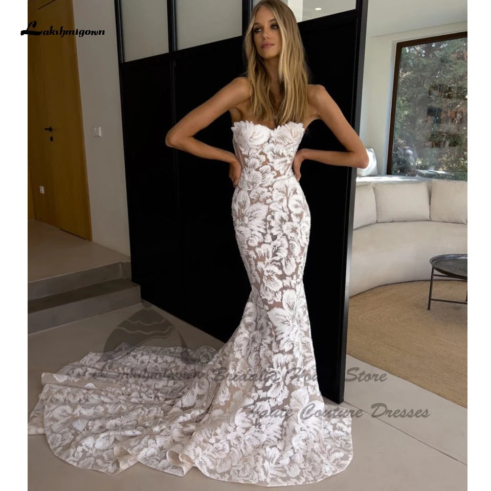 Sparkly Lace Mermaid Wedding Dress 2024 Vestidos Noivas