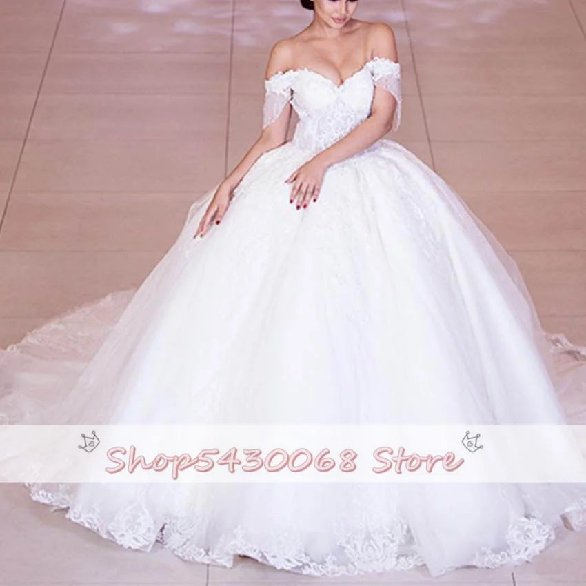 Wedding Dresses Elegant Off Shoulder Tulle Bridal Wedding Gowns