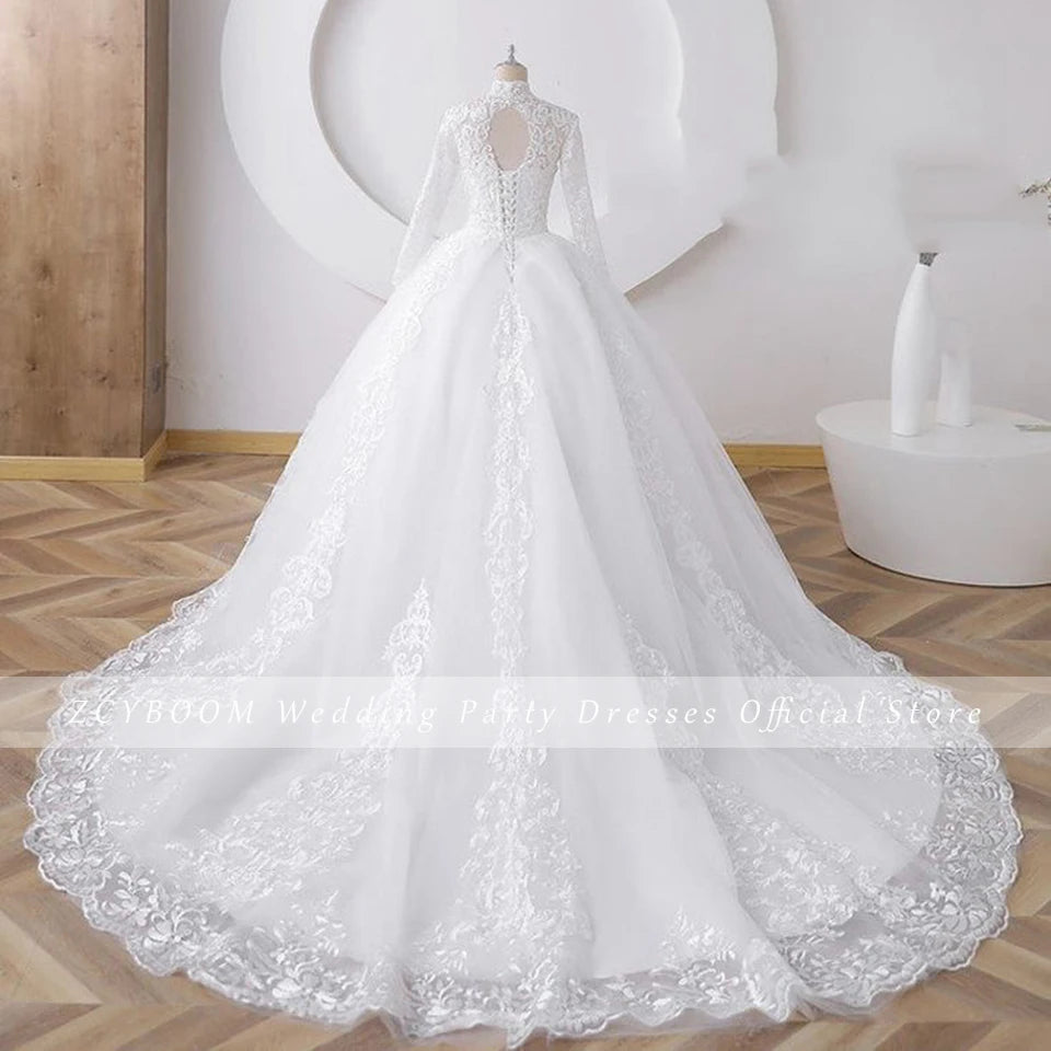 Wedding Dress Ball Gown Floor Length Sweep Train Tulle Exquisite Bridal Gown