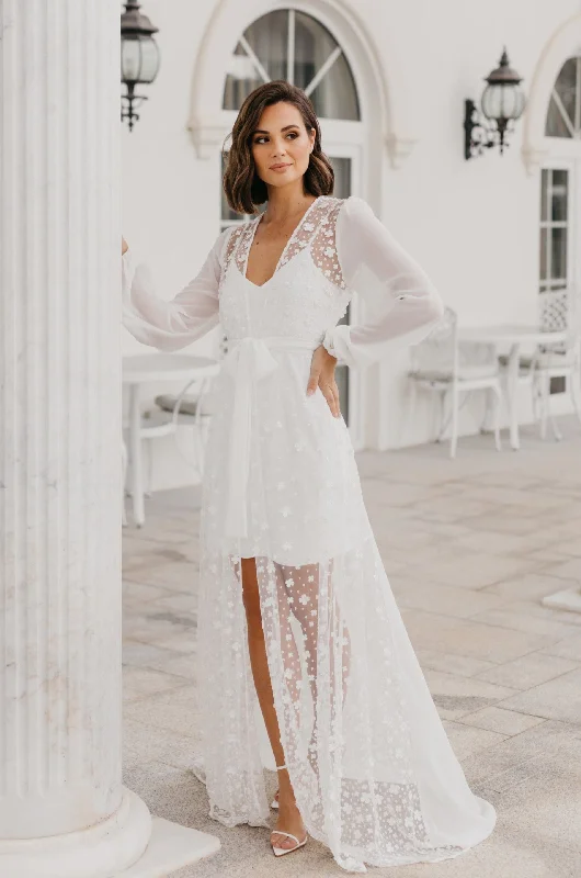 Cassidy Forget Me Knot Lace Maxi Bridal Robe - Includes Slip